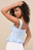 Cowen Light Blue Ribbed Knit Peplum Top sold by Lulus
