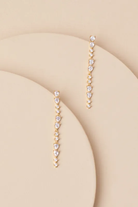 Shahar Gold Rhinestone Drop Earrings sold by Lulus