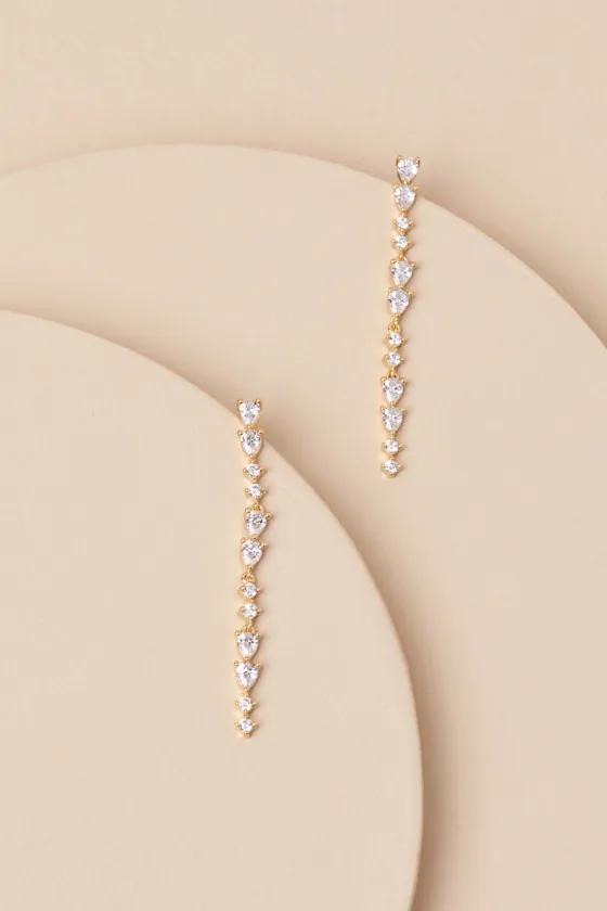 Shahar Gold Rhinestone Drop Earrings sold by Lulus