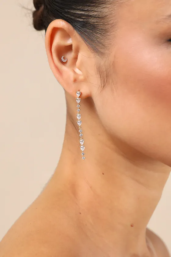 Shahar Gold Rhinestone Drop Earrings sold by Lulus product image thumbnail 2