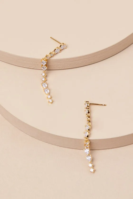 Shahar Gold Rhinestone Drop Earrings sold by Lulus product image thumbnail 3