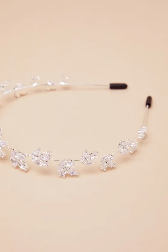Vilma Silver Rhinestone Floral Headband sold by Lulus product image thumbnail 2