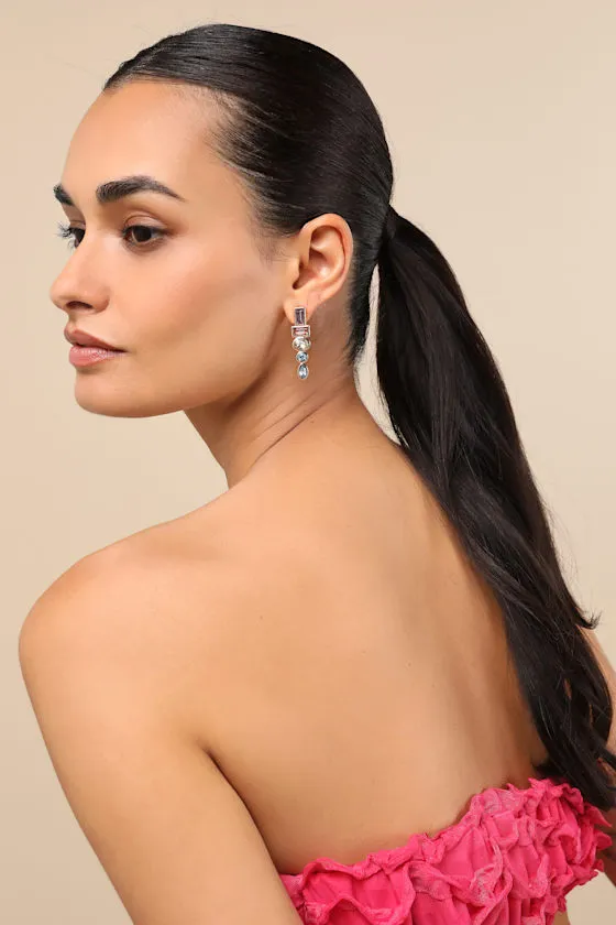 Loulette Gold Multi Rhinestone Drop Earrings sold by Lulus product image thumbnail 3