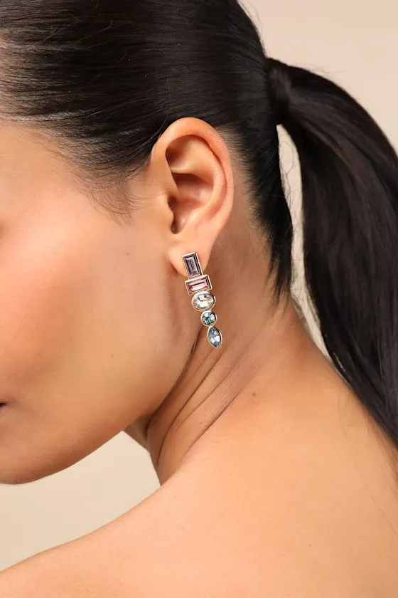 Loulette Gold Multi Rhinestone Drop Earrings sold by Lulus product image thumbnail 4