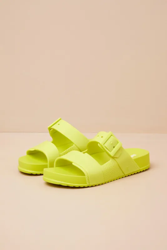 Cozy Connection Green Jelly Slide Sandals sold by Lulus