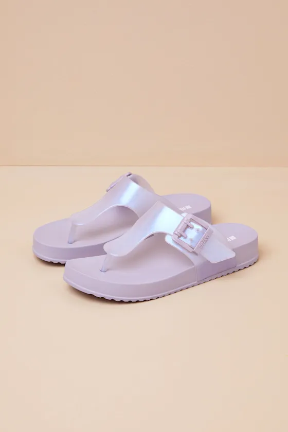 Cozy Pearly Blue Jelly Buckle Thong Sandals sold by Lulus