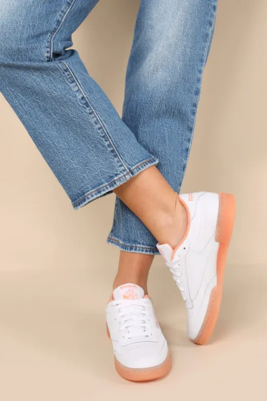 Club C Revenge White and Orange Leather Sneakers sold by Lulus
