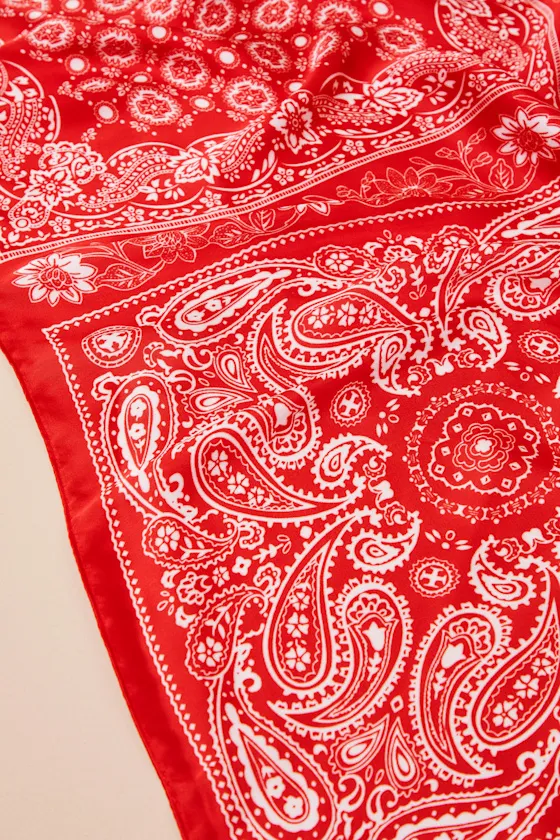 Cosimo Red and Pink Multi Print Satin Scarf Set sold by Lulus product image thumbnail 3