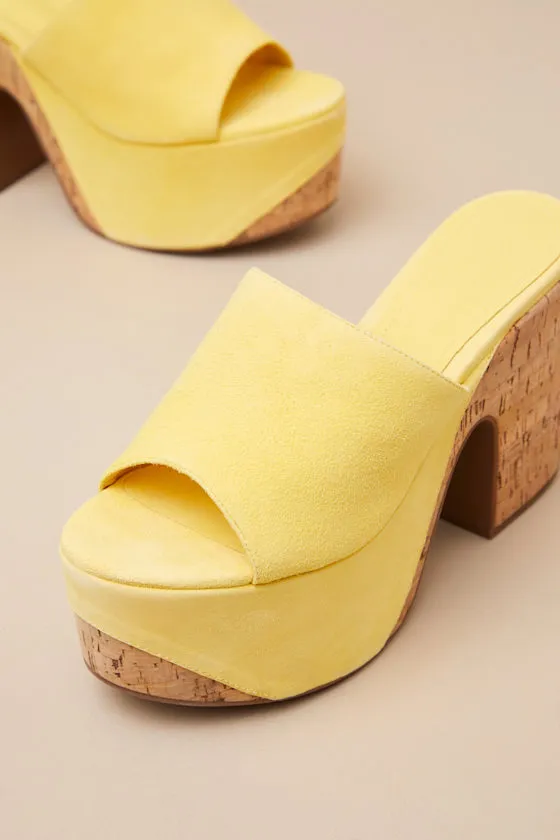 Dalle Wave Yellow Suede Leather Platform Slide Sandals sold by Lulus product image thumbnail 3