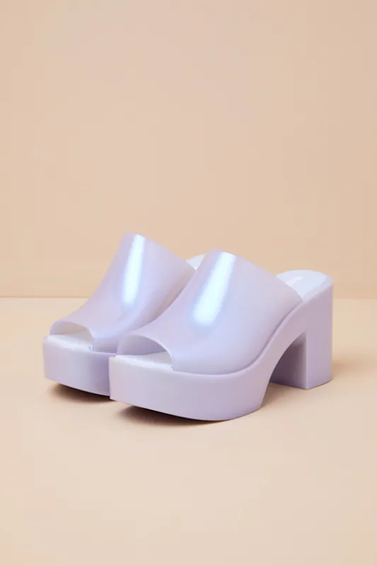 Mule Hype Pearly Blue Jelly Platform Slide Sandals sold by Lulus