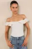 Eilonwy Ivory Ribbed Knit Ruffled Top sold by Lulus