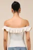Eilonwy Ivory Ribbed Knit Ruffled Top sold by Lulus