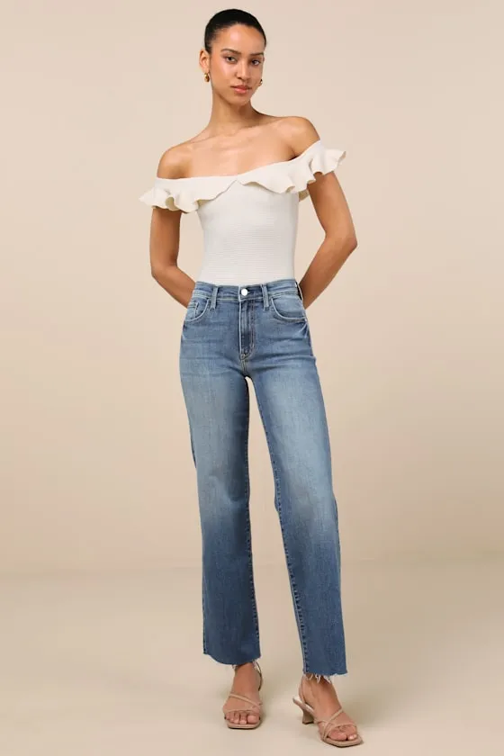 Eilonwy Ivory Ribbed Knit Ruffled Top sold by Lulus product image thumbnail 3