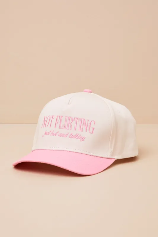 Not Flirting Pink Embroidered Dad Cap sold by Lulus