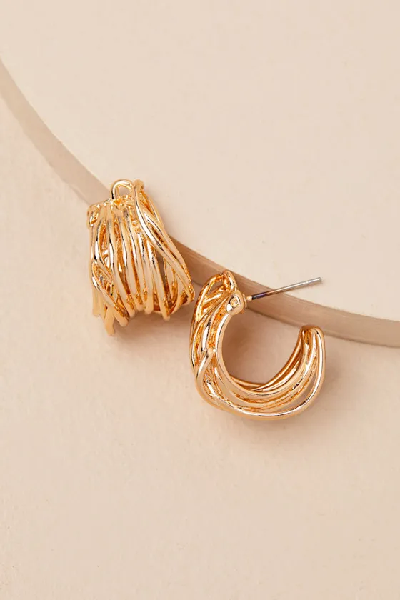 Lorcan Gold Textured Layered Hoops sold by Lulus