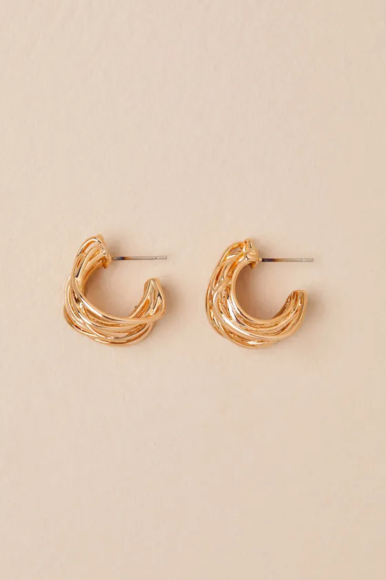 Lorcan Gold Textured Layered Hoops sold by Lulus product image thumbnail 2
