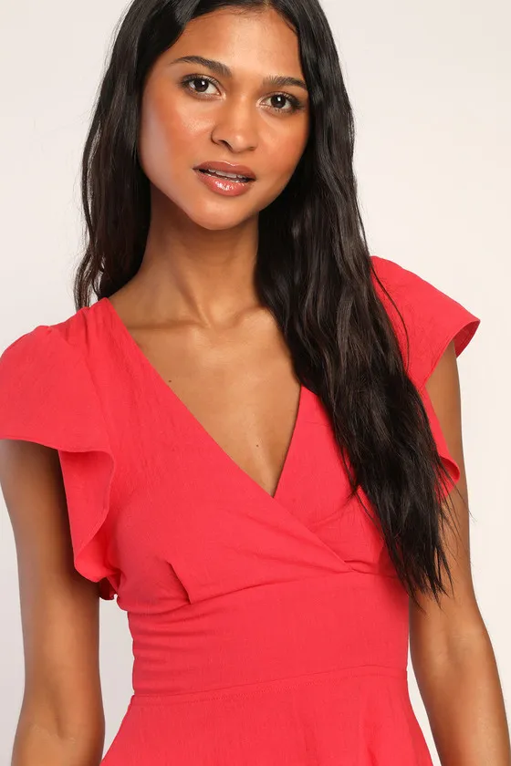 Sweeten Me Up Red Flutter Sleeve Mini Dress With Pockets sold by Lulus product image thumbnail 3