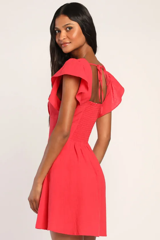 Sweeten Me Up Red Flutter Sleeve Mini Dress With Pockets sold by Lulus product image thumbnail 4