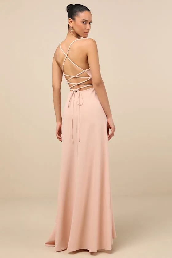 Caryl Light Blush Ruffled Tulip High-Low Maxi Dress sold by Lulus product image thumbnail 2