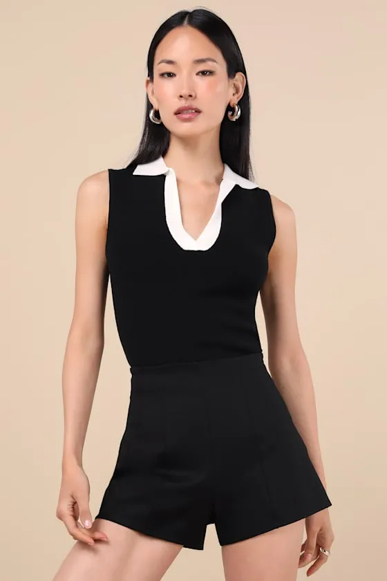 Henriette Black and White Collared Sweater Top sold by Lulus product image thumbnail 2