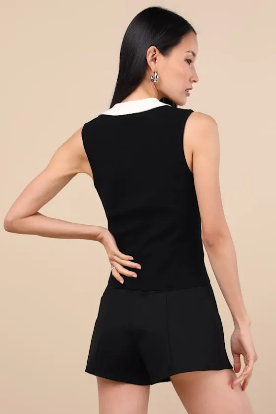 Henriette Black and White Collared Sweater Top sold by Lulus product image thumbnail 3