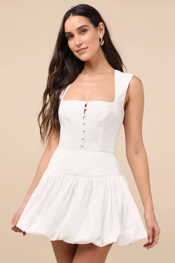 Evynne White Poplin Bubble-Hem Mini Skirt sold by Lulus product image thumbnail 2