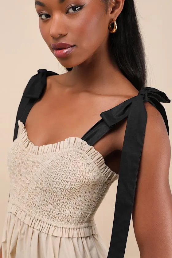 Bembe Beige Tie-Strap Tiered Maxi Dress sold by Lulus product image thumbnail 4