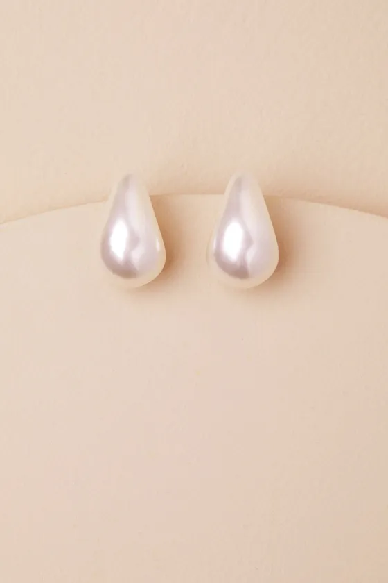Dali White Teardrop Hoop Earrings sold by Lulus