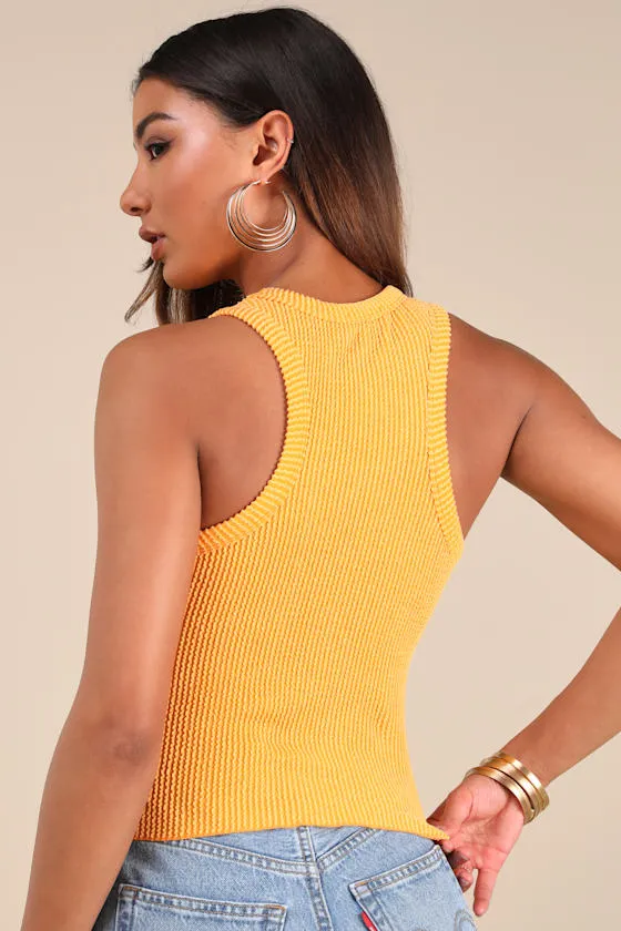 Essential Update Marigold Ribbed Tank Top sold by Lulus product image thumbnail 2