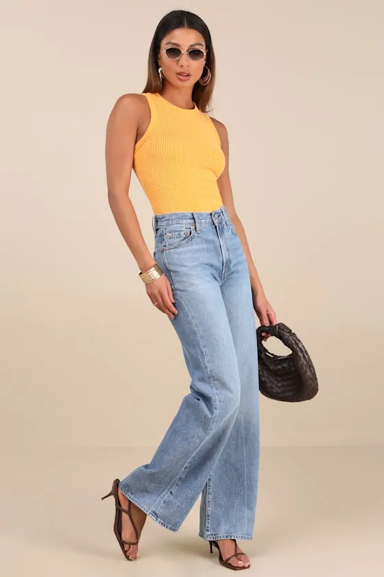 Essential Update Marigold Ribbed Tank Top sold by Lulus product image thumbnail 3