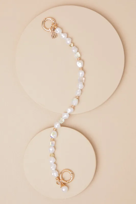 Scianna Gold Pearl Beaded Bag Charm made by Lulus