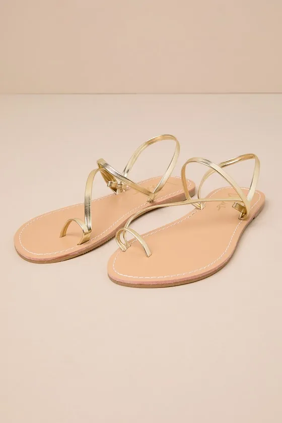 Shiloe Gold Flat Ankle Strap Sandals sold by Lulus product image thumbnail 2
