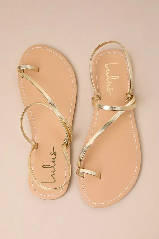 Shiloe Gold Flat Ankle Strap Sandals sold by Lulus product image thumbnail 3