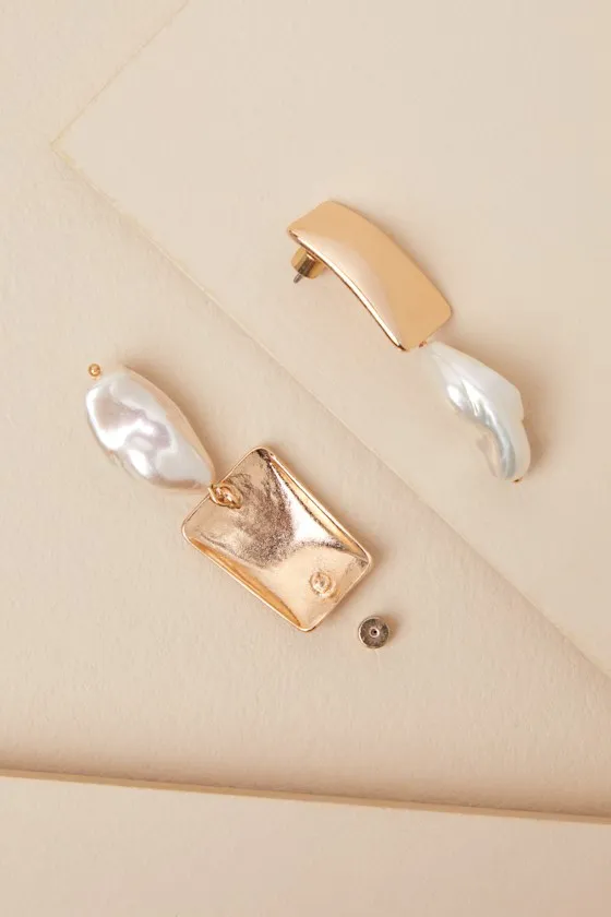 Lolla Gold Pearl Drop Earrings sold by Lulus product image thumbnail 2