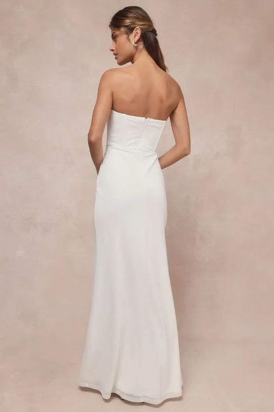 Beautiful Grace White Mesh Strapless Bustier Tulip Maxi Dress sold by Lulus product image thumbnail 2