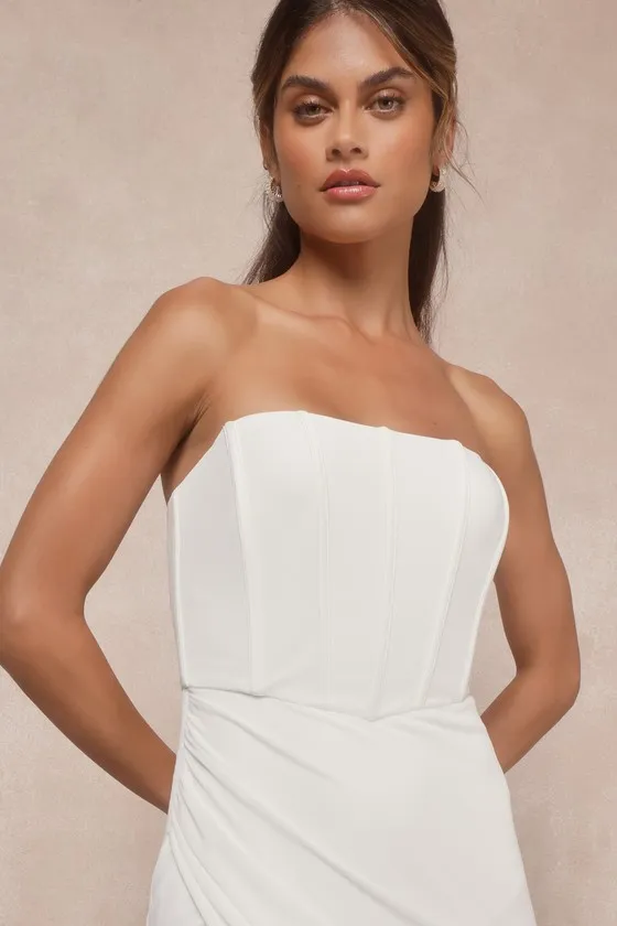 Beautiful Grace White Mesh Strapless Bustier Tulip Maxi Dress sold by Lulus product image thumbnail 3