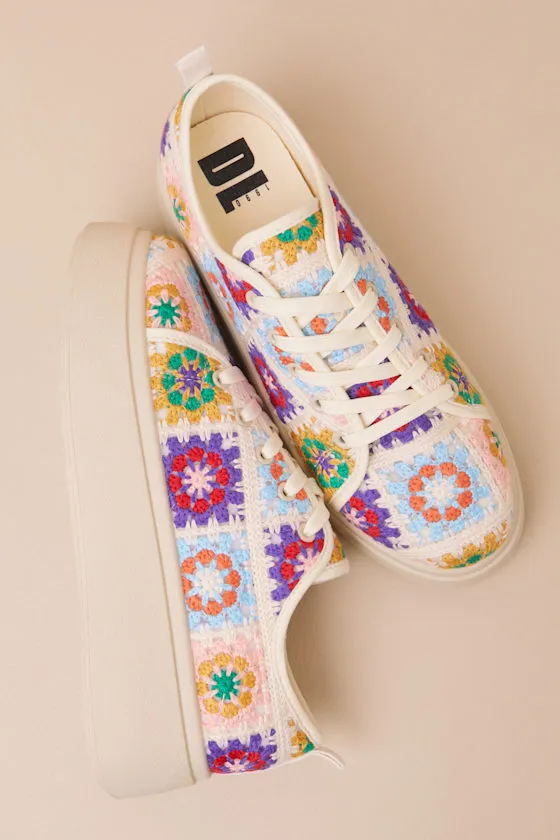 Rambling Pink Multi Crochet Platform Sneakers sold by Lulus product image thumbnail 2