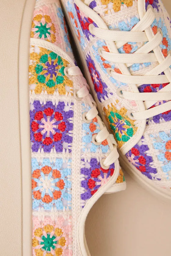 Rambling Pink Multi Crochet Platform Sneakers sold by Lulus product image thumbnail 3