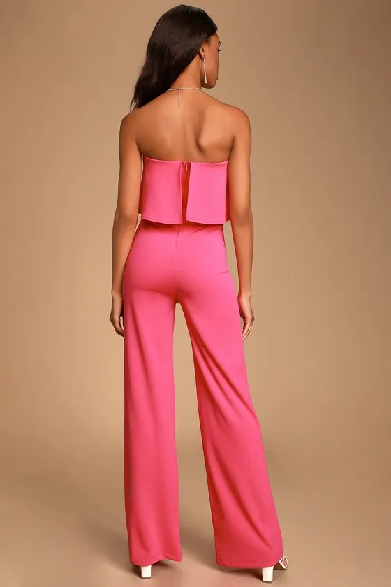 Power of Love Bright Pink Strapless Jumpsuit sold by Lulus product image thumbnail 4
