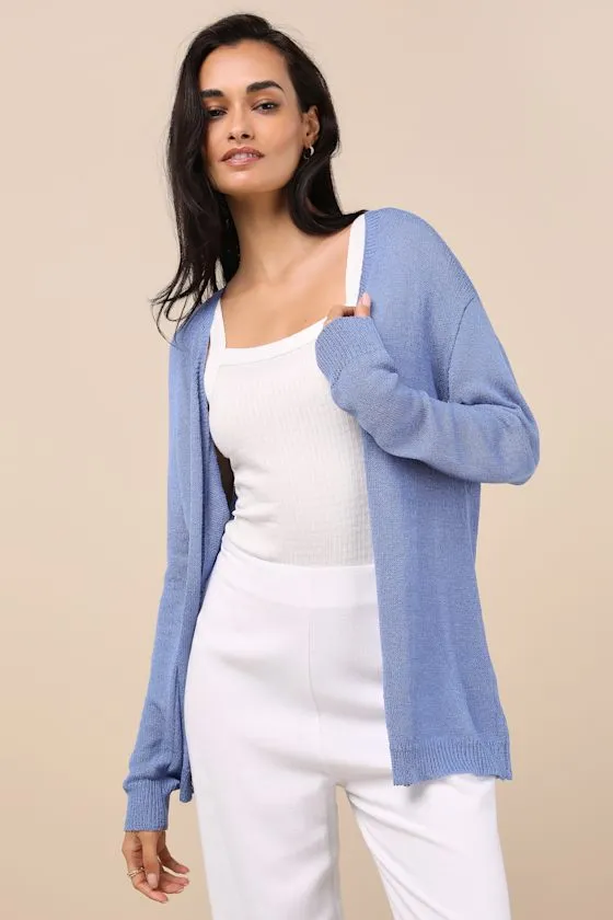 Clean Aesthetic Blue Knit Cardigan Sweater sold by Lulus product image thumbnail 4