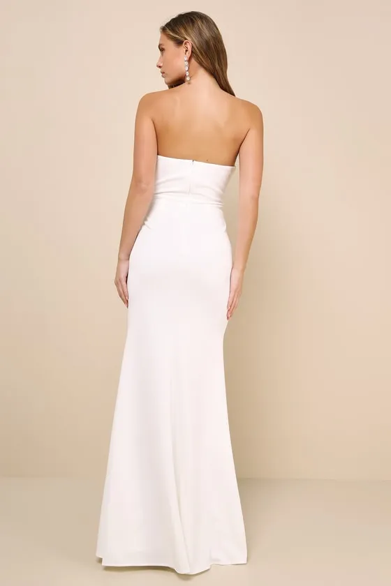 Exquisite Status White Rhinestone Strapless Mermaid Maxi Dress sold by Lulus product image thumbnail 2