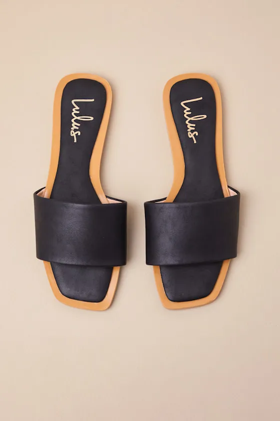 Brenner Black Flat Square-Toe Slide Sandals sold by Lulus product image thumbnail 2