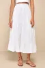 Daytime Perfection White Cotton Tiered Midi Skirt sold by Lulus