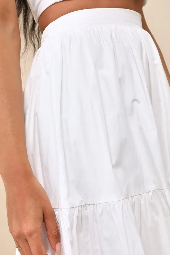 Daytime Perfection White Cotton Tiered Midi Skirt sold by Lulus product image thumbnail 4