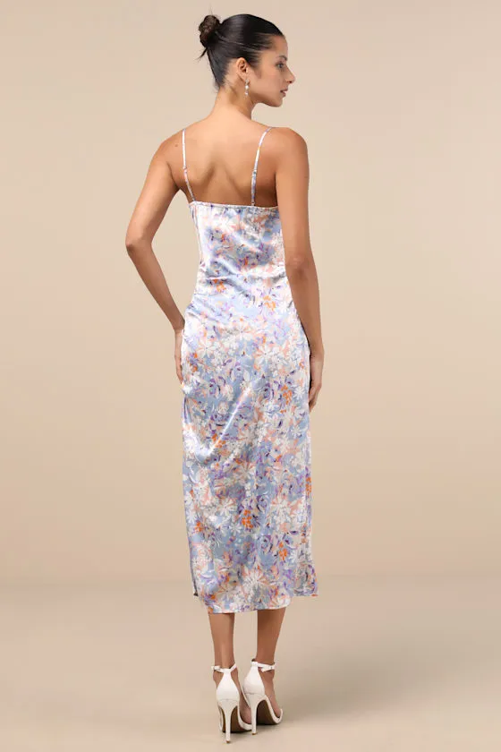 Truest Romance Slate Floral Print Sleeveless Ruched Midi Dress sold by Lulus product image thumbnail 4