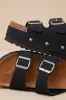 Pueblo Black Suede Platform Buckle Slide Sandals sold by Lulus