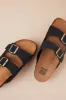 Pueblo Black Suede Platform Buckle Slide Sandals sold by Lulus