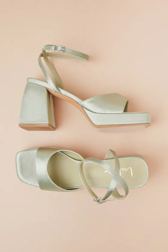 Shirine Sage Satin Platform Ankle Strap Heels sold by Lulus product image thumbnail 2