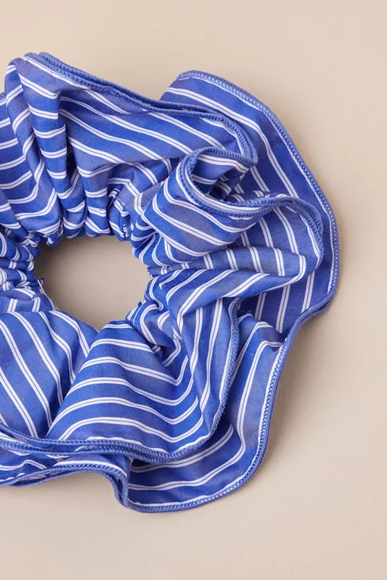 Kiraz Blue and White Striped Oversized Scrunchie sold by Lulus product image thumbnail 2