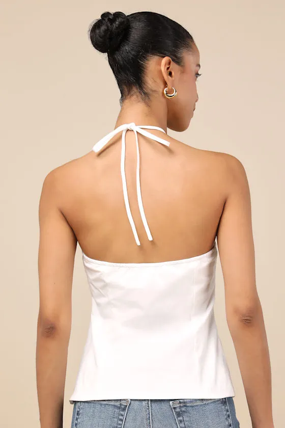 Palmira White O-Ring Cutout Halter Top sold by Lulus product image thumbnail 2
